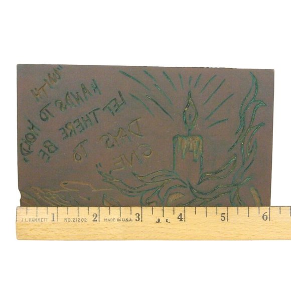 Linocut Linoleum Printing Wood Block ands to Hold Stamp Handmade Candle - Picture 1 of 3